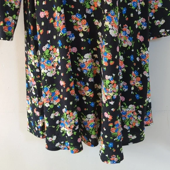 Boden Crew Neck Fit-and-Flare Dress Black, Wild Cluster - Picture 9 of 16